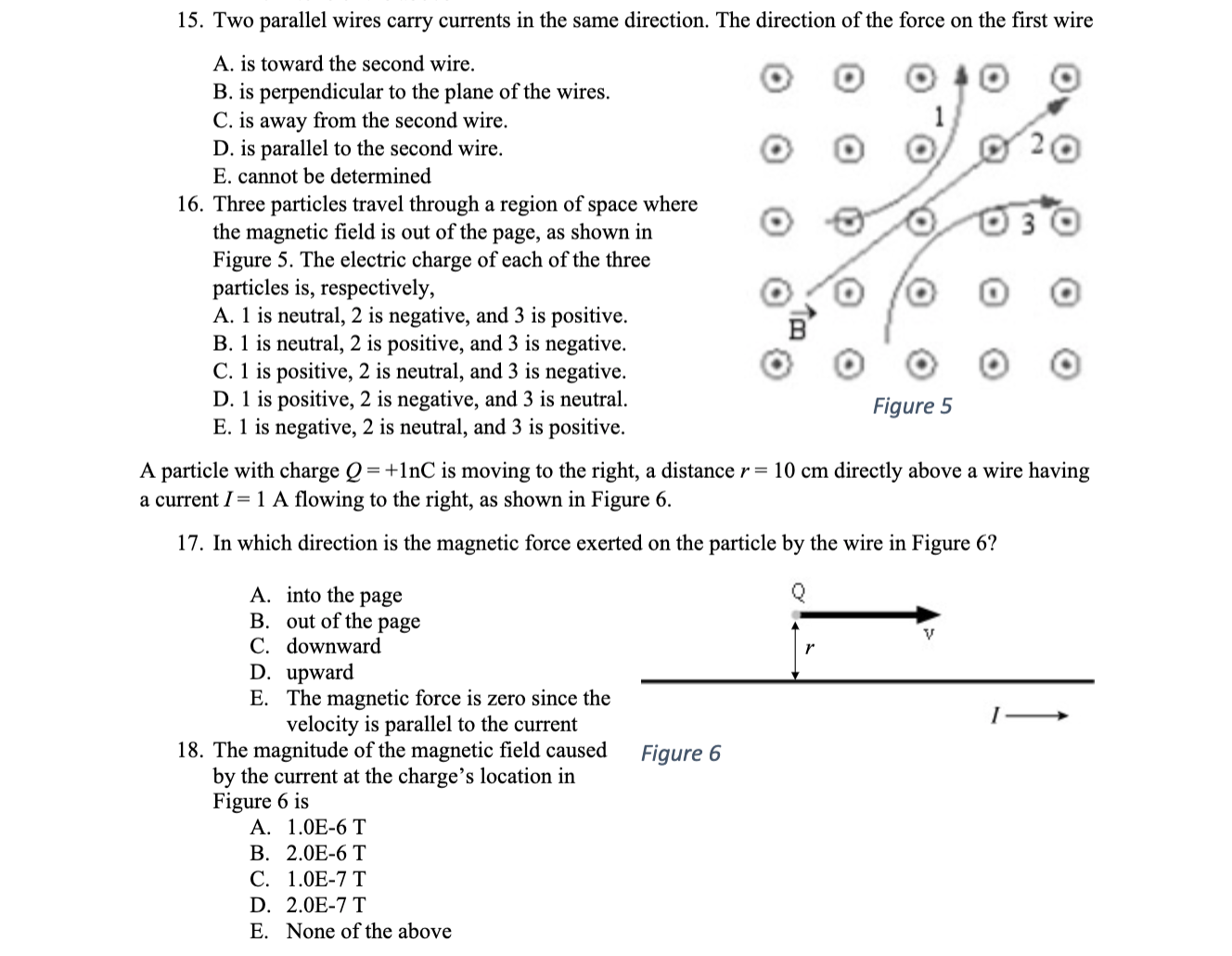 Solved 15. Two parallel wires carry currents in the same