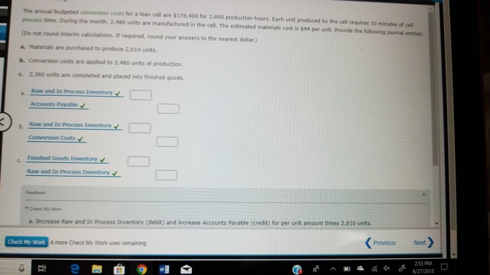 Solved The annual budgeted conversion costs for a lean cell | Chegg.com