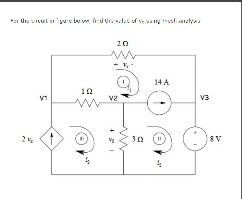 Solved For the circuit in figure below, find the value of vo | Chegg.com