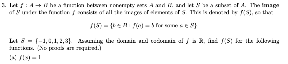 Solved 3. Let f: A + B be a function between nonempty sets A | Chegg.com