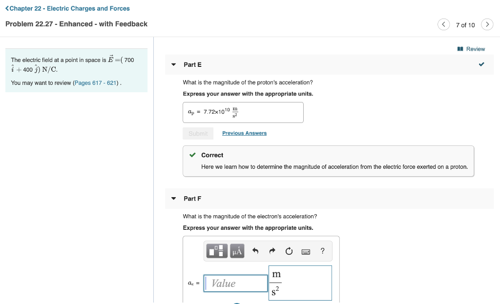 Solved Review The electric field at a point in space is E=( | Chegg.com