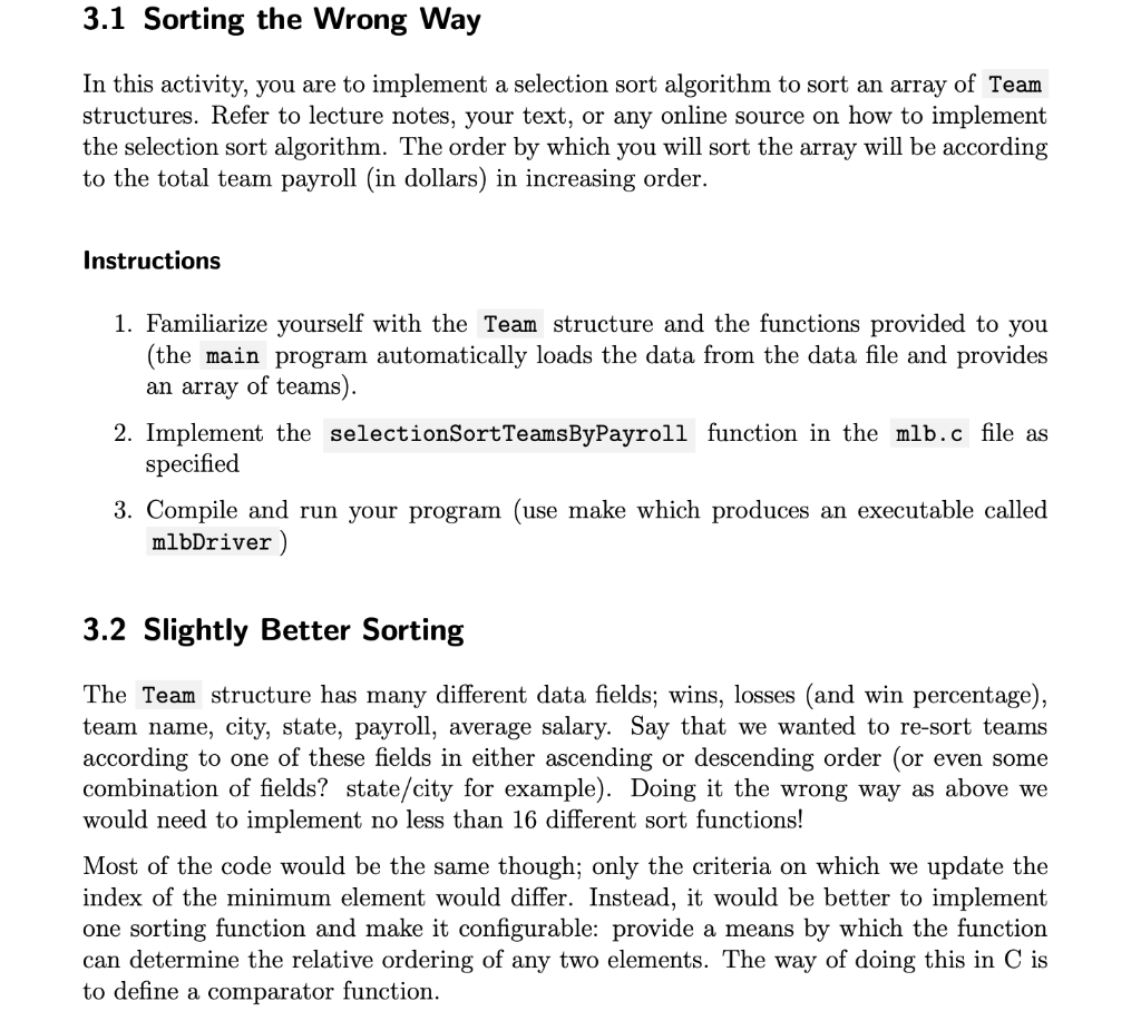 3.1 Sorting the Wrong Way In this activity, you are | Chegg.com