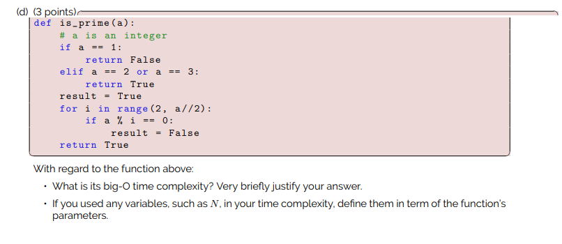 Solved (3 points) def search (L, target): # L is a list | Chegg.com