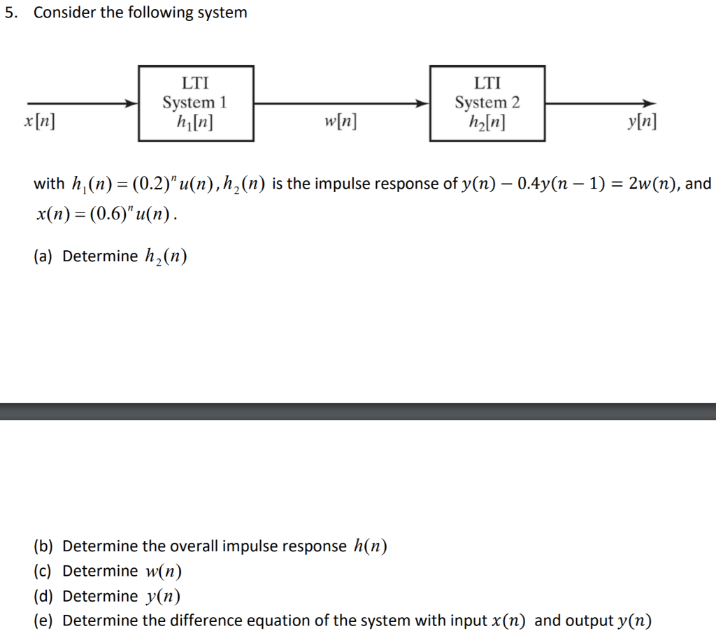 Solved 5 Consider The Following System Lti System 1 Hi N Chegg Com