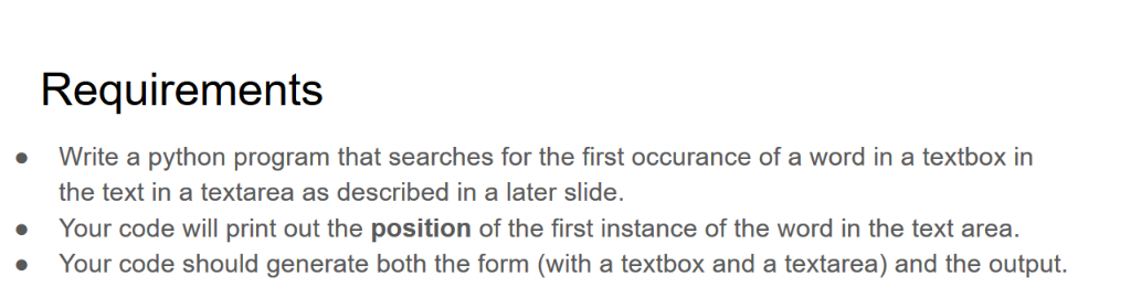 python problem 7: creating a search engine | python... Requirements Write a python program that searches for | Chegg.com