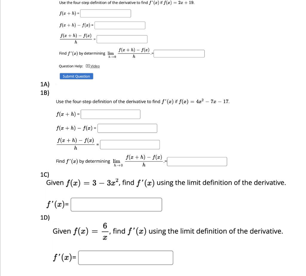 Solved Use the four-step definition of the derivative to | Chegg.com