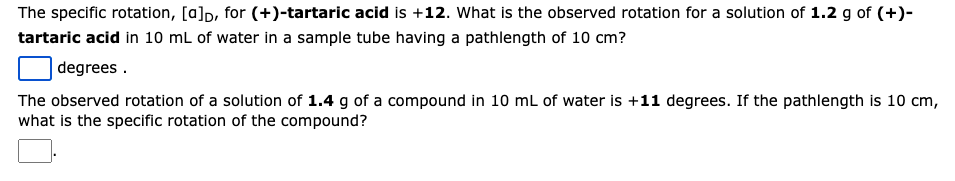 Solved The specific rotation, [a]p, for (-)-malic acid is | Chegg.com