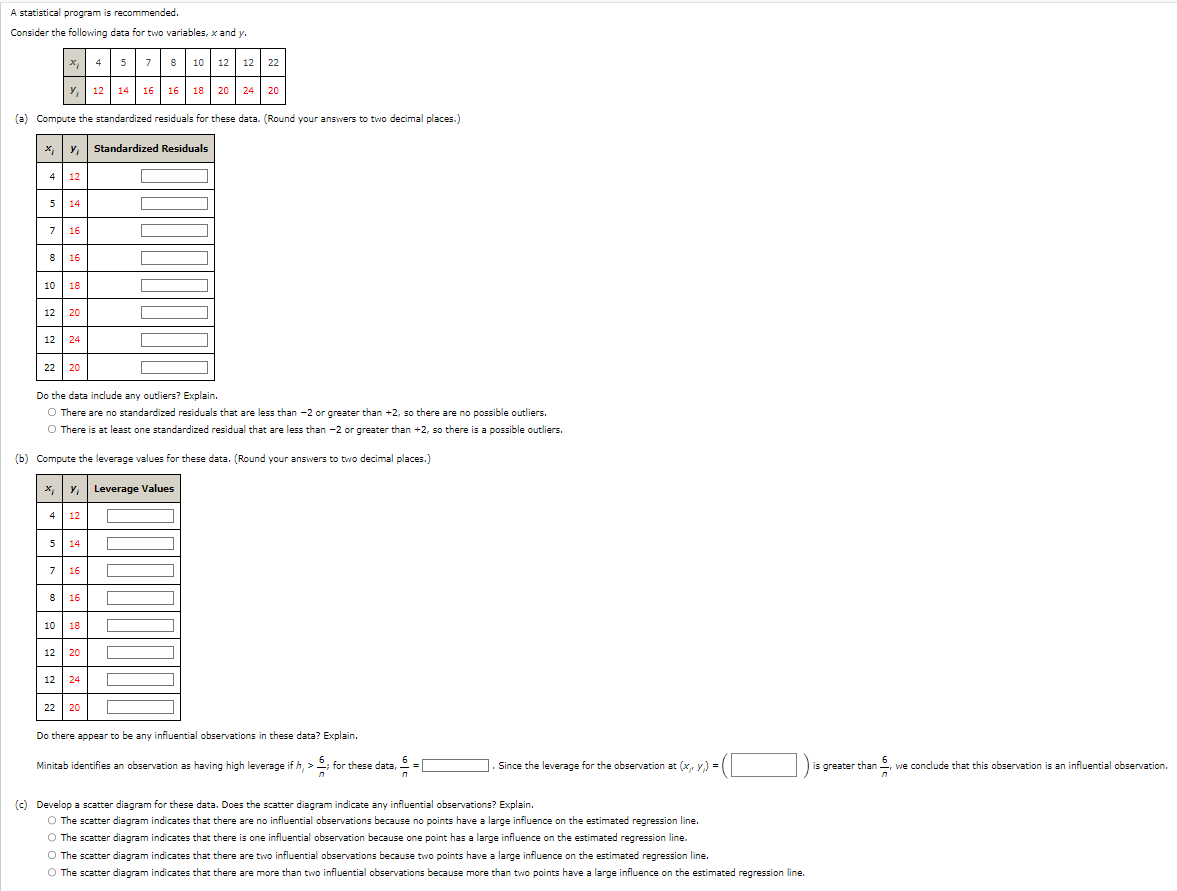 Solved A statistical program is recommended. Consider the | Chegg.com