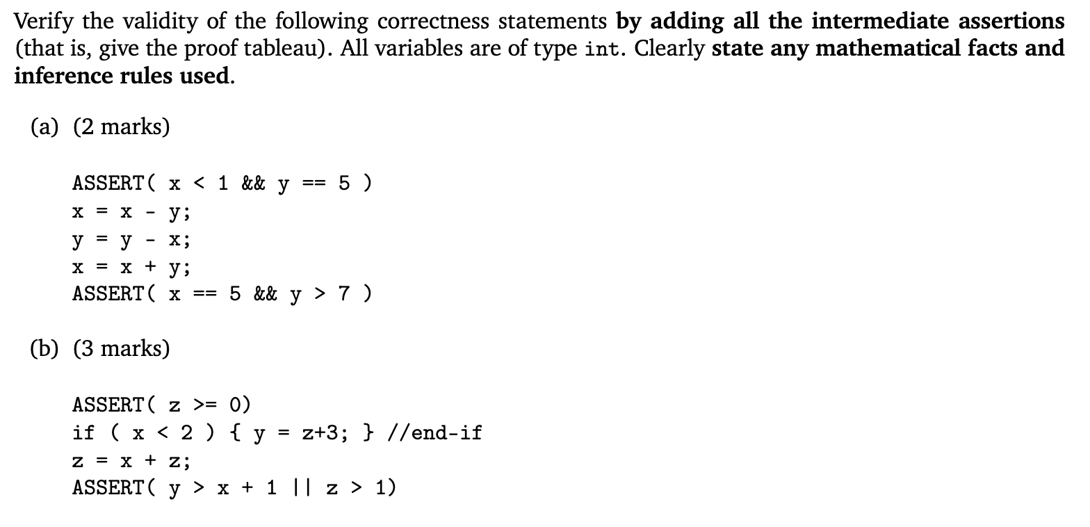 Verify the validity of the following correctness