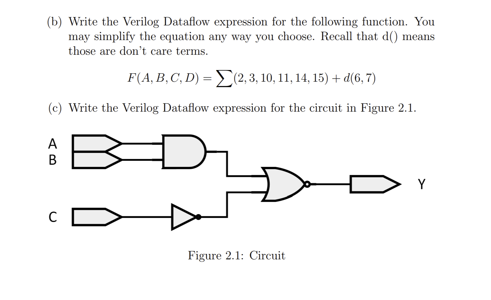 Solved Question 2. (a) Write the Verilog Dataflow expression | Chegg.com