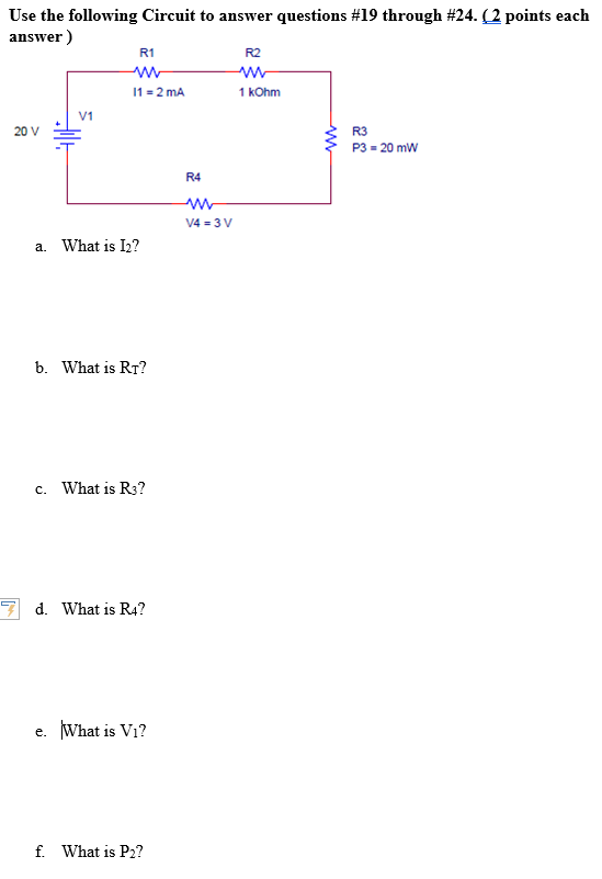 Solved Use the following Circuit to answer questions #19 | Chegg.com