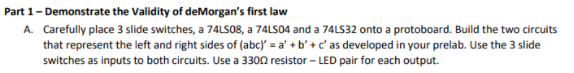 Solved Part 1 - Demonstrate the validity of de Morgan's | Chegg.com