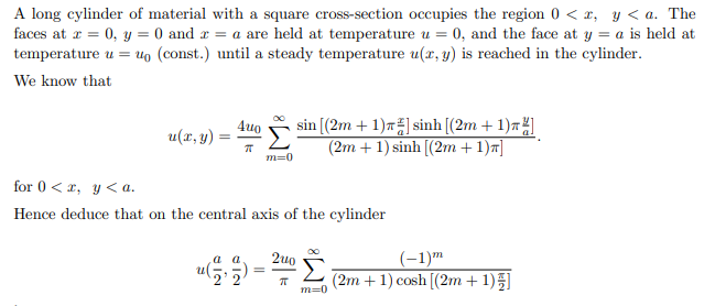 Solved A long cylinder of material with a square | Chegg.com