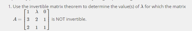 Solved ] 1. Use invertible matrix theorem to determine | Chegg.com