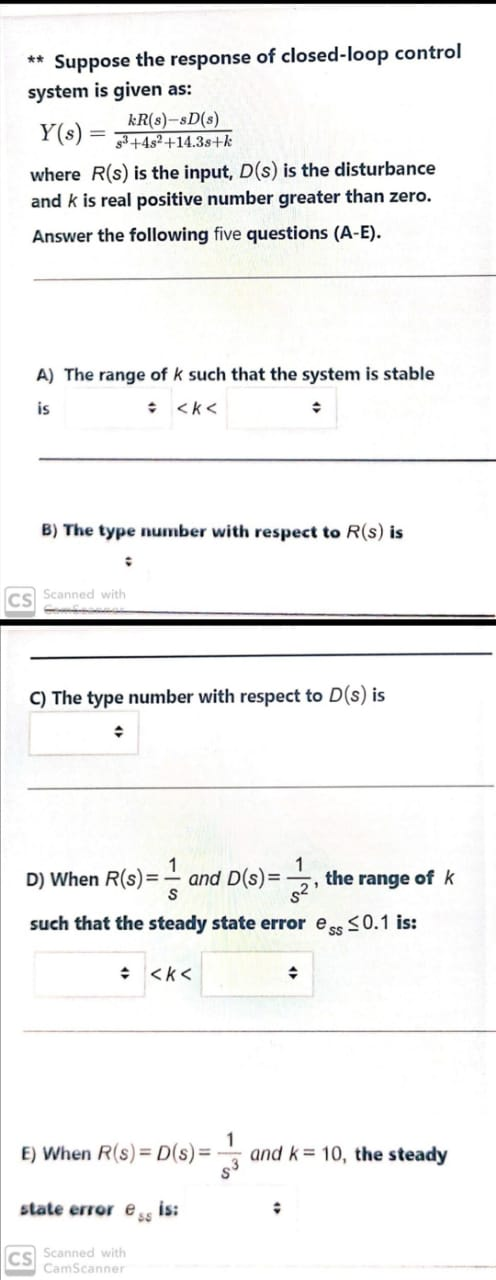 Solved ** Suppose the response of closed-loop control system | Chegg.com