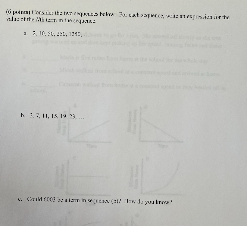 Solved . (6 points) Consider the two sequences below. For | Chegg.com