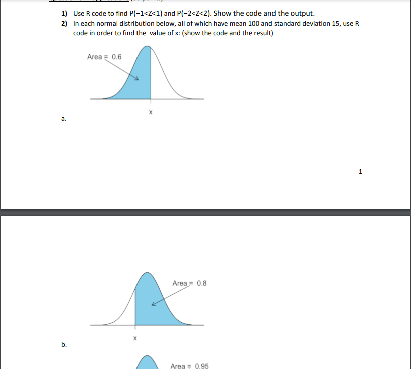 Solved 1) Use R code to find P(-1 | Chegg.com