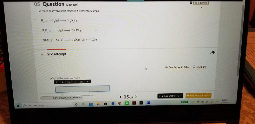 Solved See page 666 05 Question (2 points) A reaction | Chegg.com