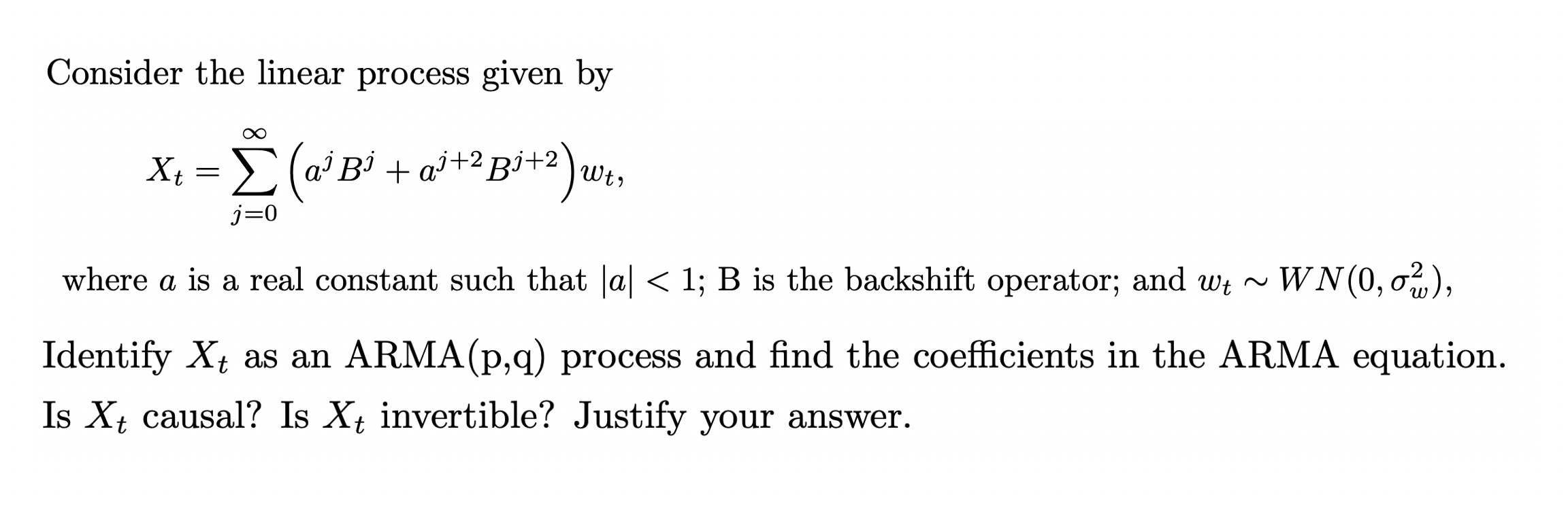 Solved Consider The Linear Process Given By X: