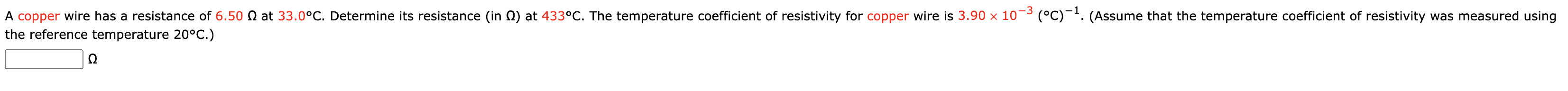 Solved A copper wire has a resistance of 6.50 s at 33.0°C. | Chegg.com