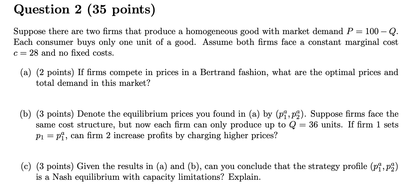 Solved Question 2 (35 Points) Suppose There Are Two Firms | Chegg.com