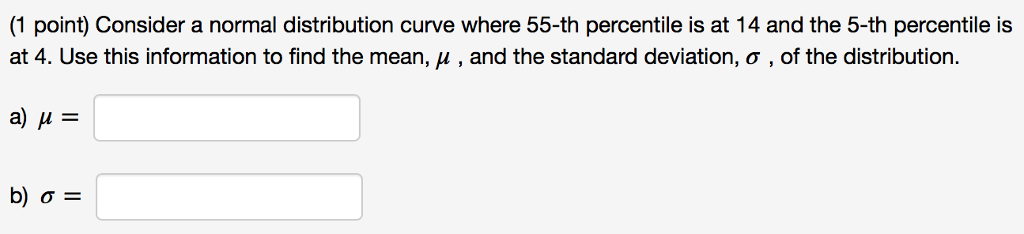 Solved (1 point) Consider a normal distribution curve where | Chegg.com