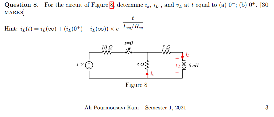 Solved Question 8. For The Circuit Of Figure 8 Determine It, | Chegg.com