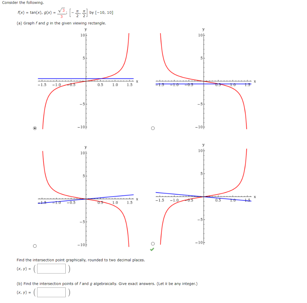 Solved Consider the following. f(x) = tan(x), g(x) = - | Chegg.com