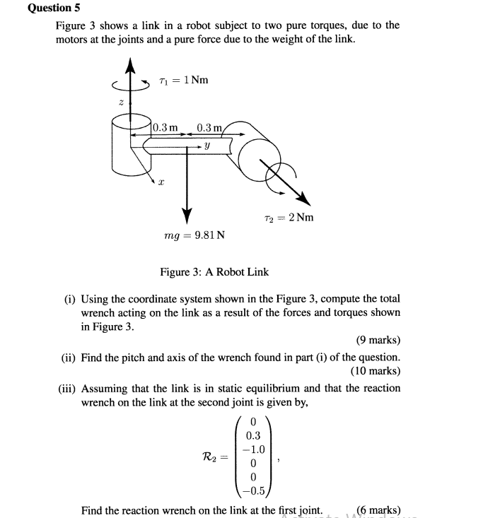 Solved Question 5 Figure 3 shows a link in a robot subject | Chegg.com