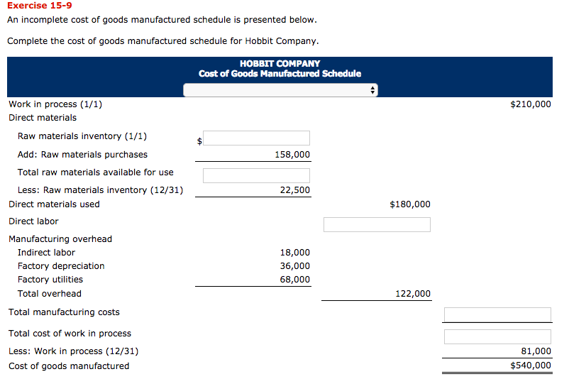Solved Exercise 159 An cost of goods
