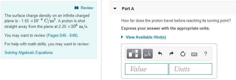 Solved Review Part A The surface charge density on an | Chegg.com