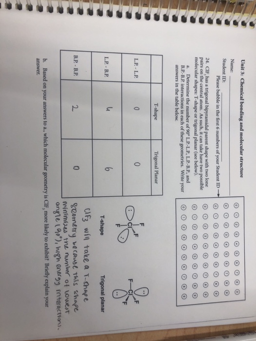 Solved Unit 3: Chemical Bonding And Molecular Structure | Chegg.com