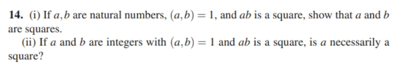 Solved 14. (i) If A,b Are Natural Numbers, (a,b)=1, And Ab | Chegg.com