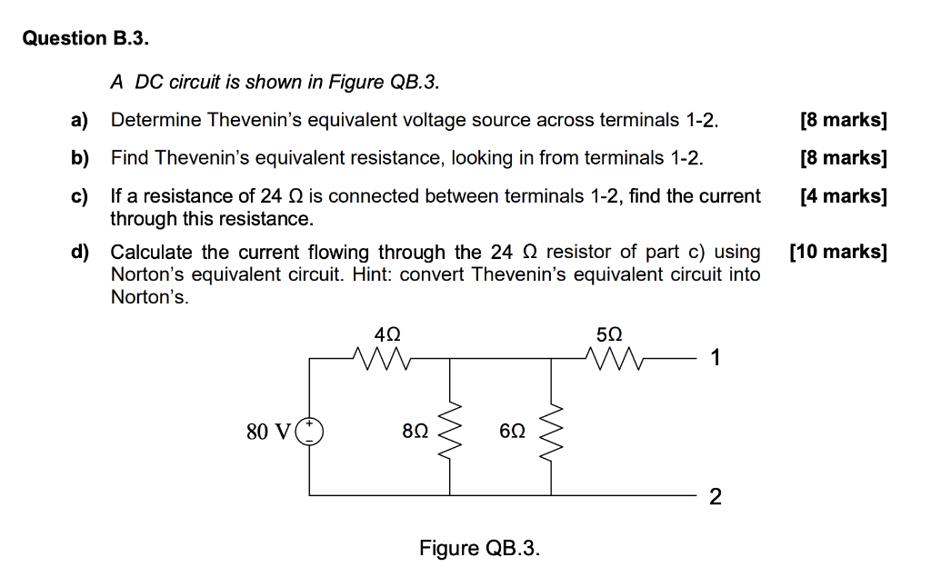 Solved Question B.3. A DC Circuit Is Shown In Figure QB.3. | Chegg.com