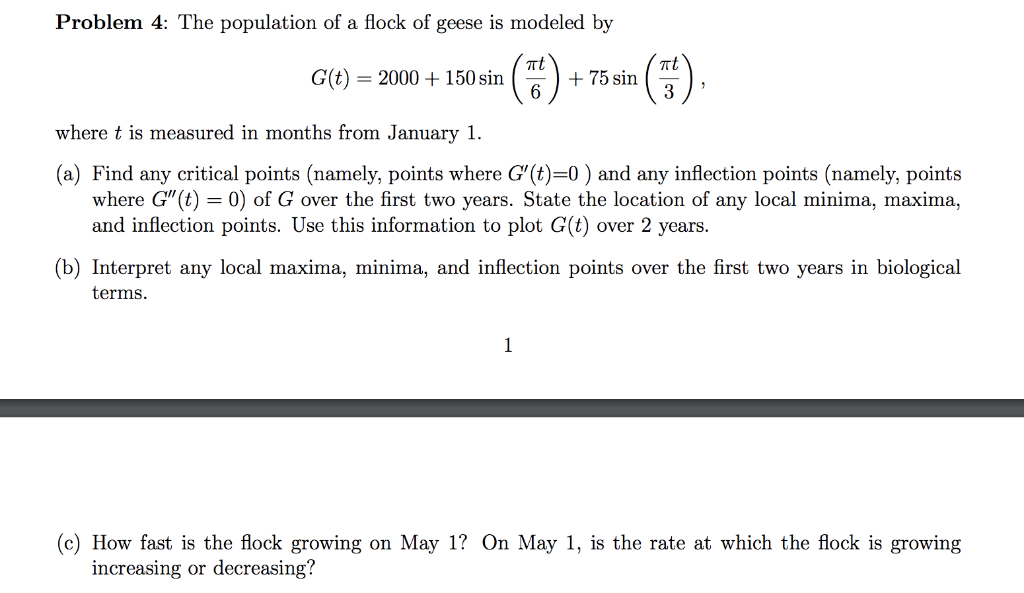 Solved Problem 4: The population of a flock of geese is | Chegg.com