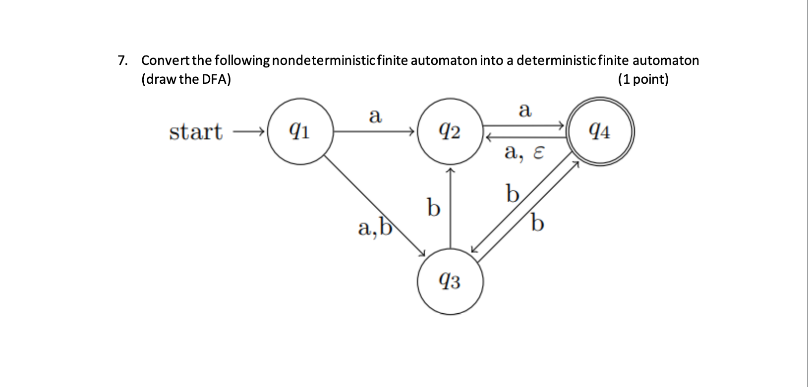 Solved 7. Convert The Following Nondeterministic Finite | Chegg.com