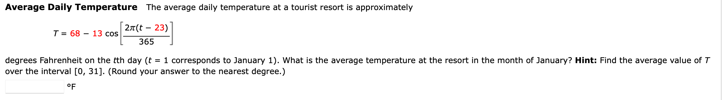 Solved Average Daily Temperature The average daily | Chegg.com