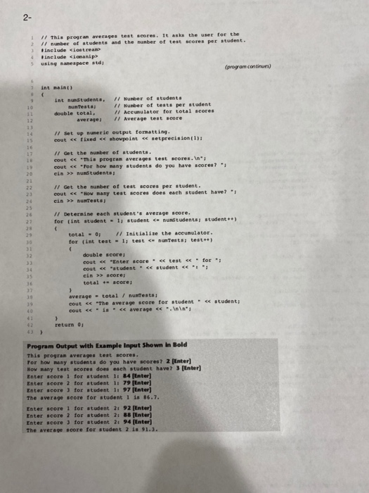 (Solved) : 1 2 Progran Averages Test Scores Asks User Number Students ...