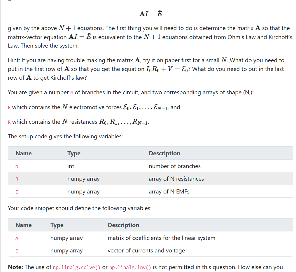 Solved Another example of a linear system is a circuit with | Chegg.com