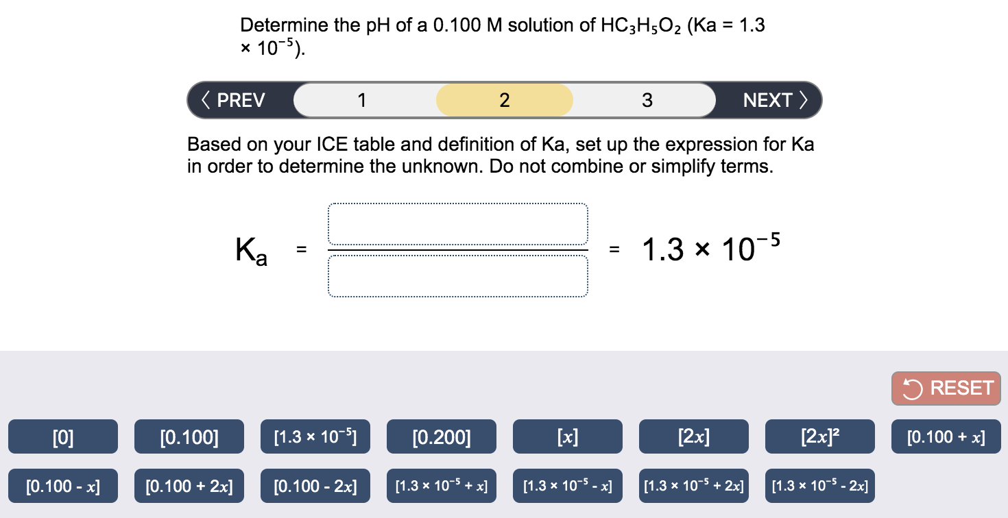 Solved Determine the pH of a 0.100 M solution of HC3H5O2 (Ka | Chegg.com