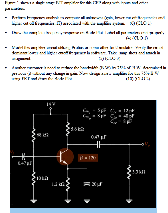 Solved Figure 1 shows a single stage BJT amplifier for this | Chegg.com