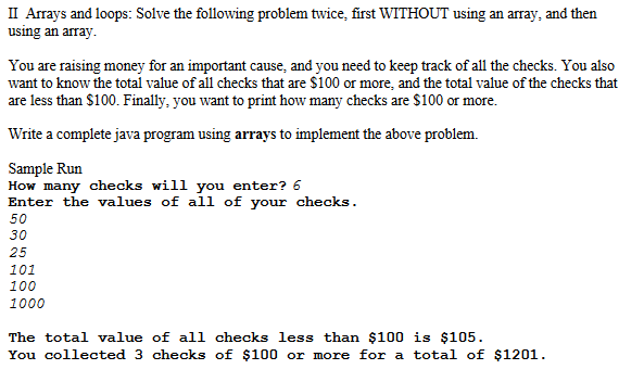 Solved II Arrays and loops: Solve the following problem | Chegg.com
