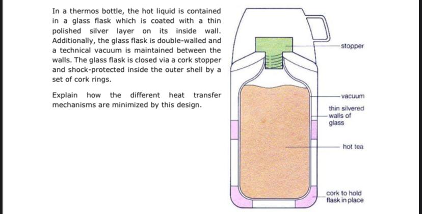 Solved stopper In a thermos bottle, the hot liquid is