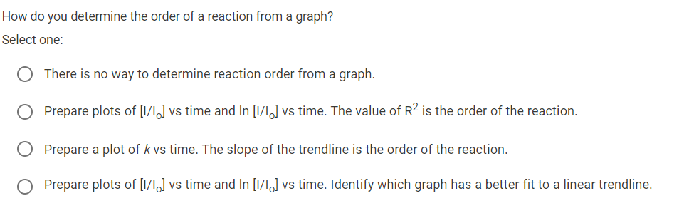 Solved How do you determine the order of a reaction from a | Chegg.com
