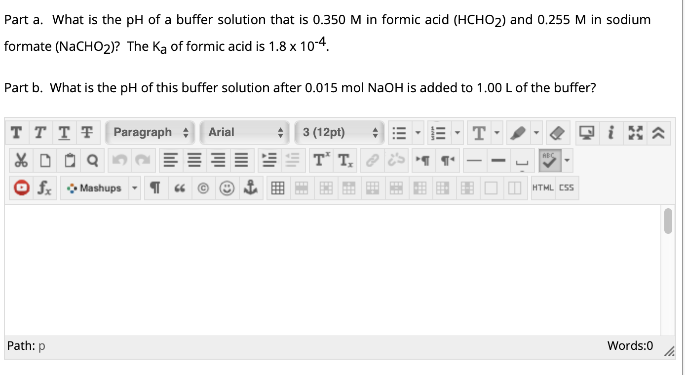 Solved Part a. What is the pH of a buffer solution that is | Chegg.com
