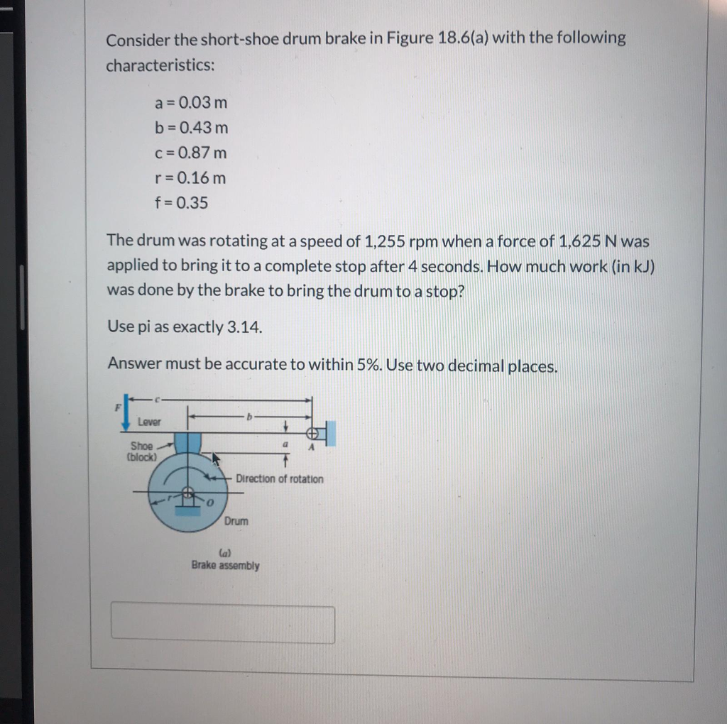 Solved Consider the short-shoe drum brake in Figure 18.6(a) | Chegg.com