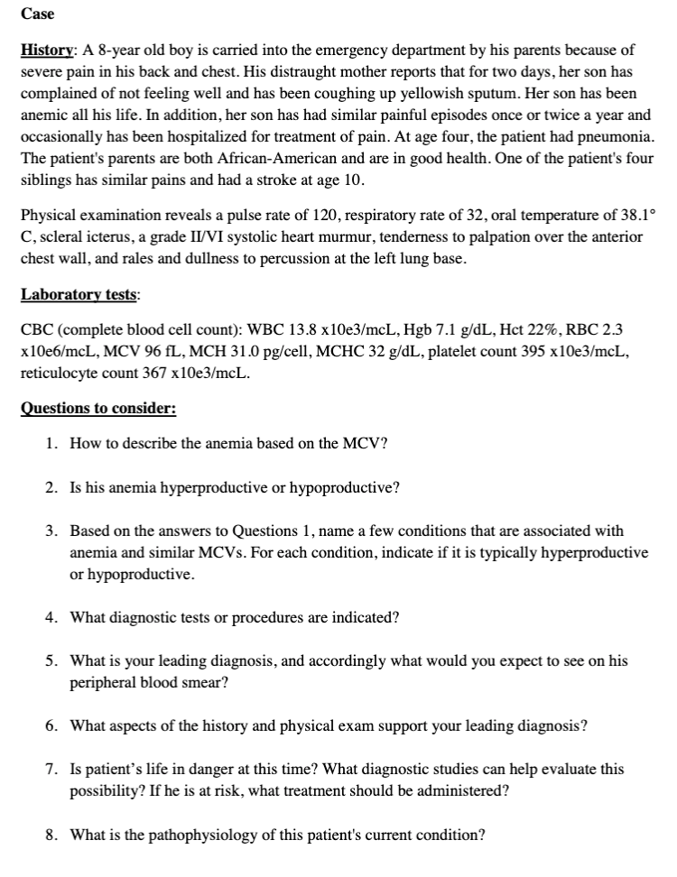 Solved Case History: A 8-year Old Boy Is Carried Into The 