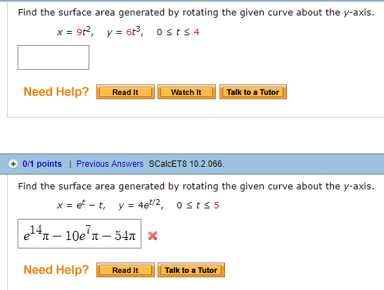 Solved Find the surface area generated by rotating the given | Chegg.com