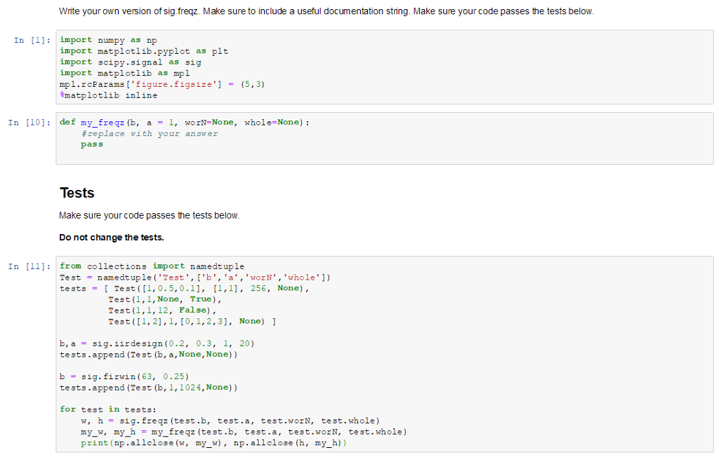 Write A Python Implementation Of Scipy.signal.freqz. | Chegg.com