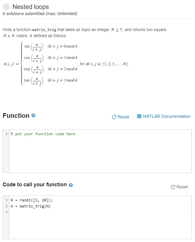 Solved Nested loops 0 solutions submitted (max: Unlimited) | Chegg.com
